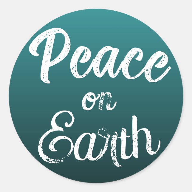 Adesivo Redondo Teal Peace on Earth Stickers (Frente)