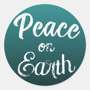Adesivo Redondo Teal Peace on Earth Stickers