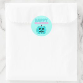 Adesivo Redondo Teal Pumpkin Feliz Halloween