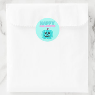 Adesivo Redondo Teal Pumpkin Feliz Halloween