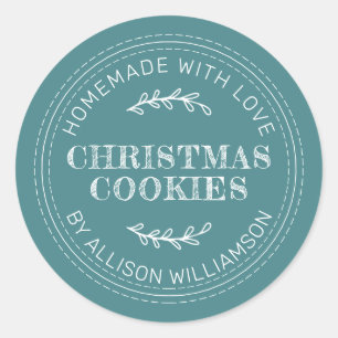 Adesivo Redondo Teal Rustic Homemade Christmas Cookies