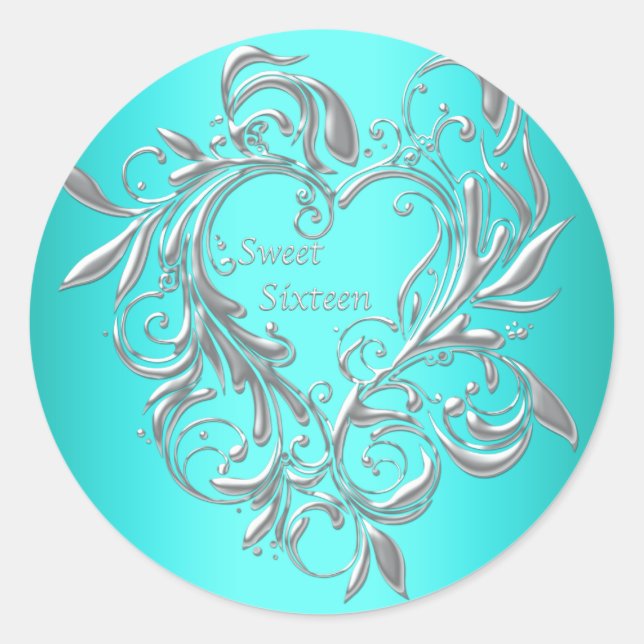 Adesivo Redondo Teal Sweet Six Stickers Labels 16º (Frente)