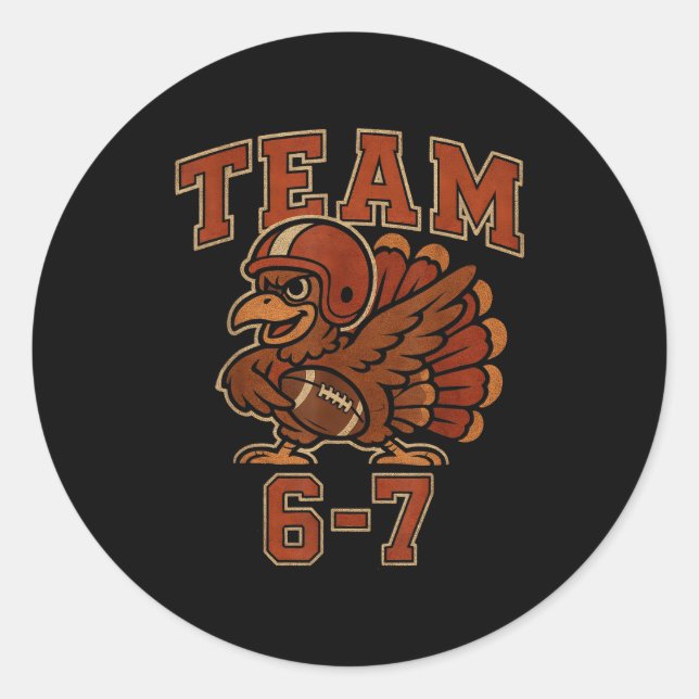Adesivo Redondo Team 67 Thanksgiving Turkey Football Boys Kids Six (Frente)