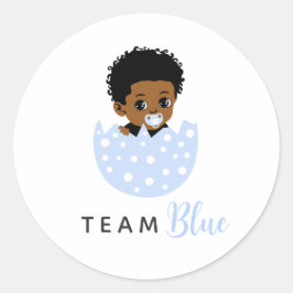 Adesivo Redondo Team Blue African American Baby Boy In Egg