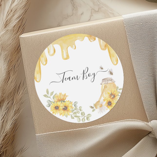 Adesivo Redondo Team Boy Bee Sunflower Gênero Voto do Partido Reve (Criador carregado)