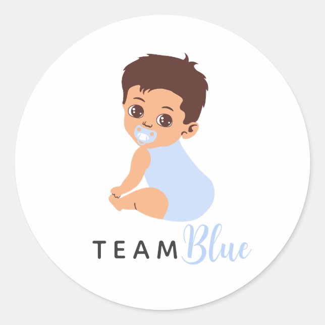 Adesivo Redondo Team Boy Cute Baby with Blue Pacifier (Frente)