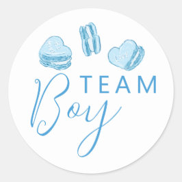 Adesivo Redondo Team Boy Gender Reveal Blue Heart Voting