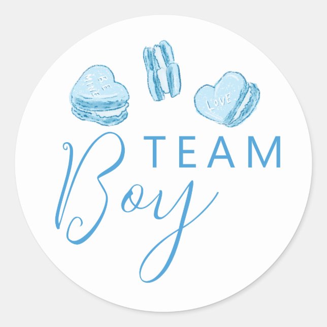 Adesivo Redondo Team Boy Gender Reveal Blue Heart Voting (Frente)