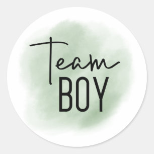 Adesivo Redondo Team Boy Sage Green Gender Reveker