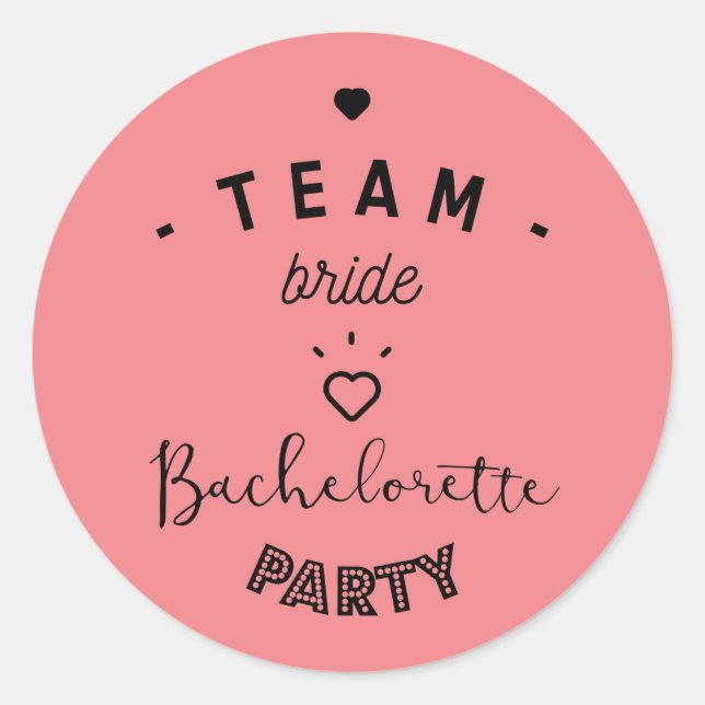 Adesivo Redondo Team bride bachelorette party (Frente)