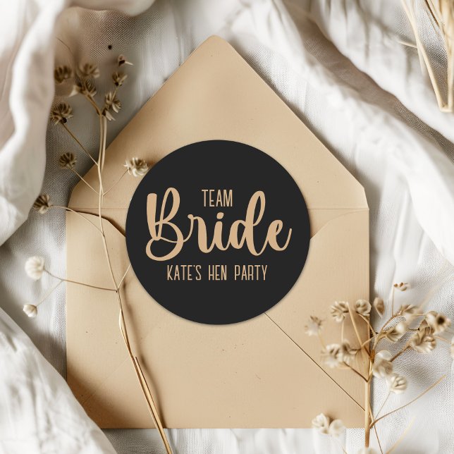 Adesivo Redondo Team Bride Elegant Bachelorette Party (Criador carregado)