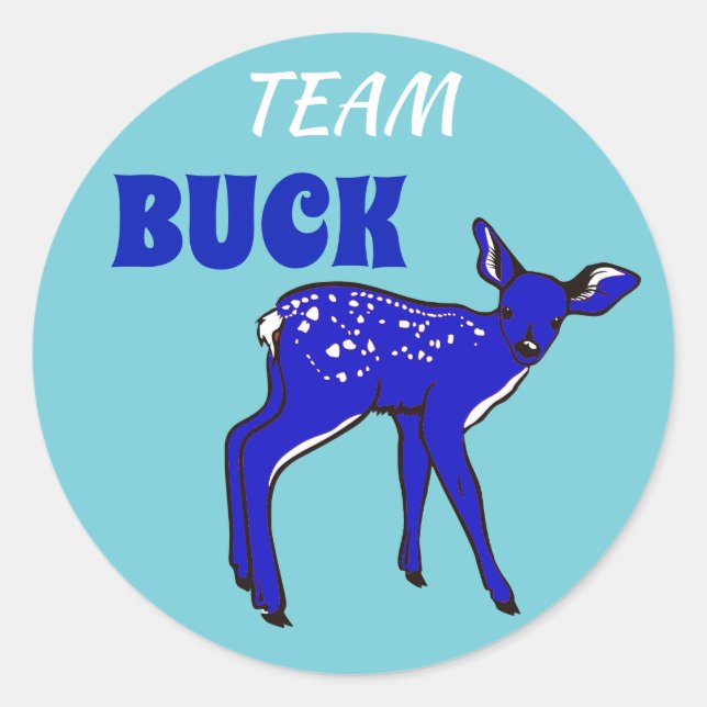Adesivo Redondo "Team Buck" Revelação Azul de Gênero (Frente)