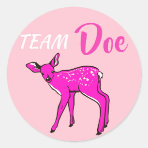 Adesivo Redondo "Team Doe" - Revelação Rosa de Gênero