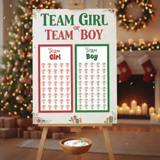 Adesivo Redondo Team Girl: Christmas Gender Reveal Stickers