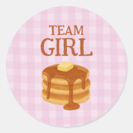 Adesivo Redondo Team Girl Pancake Brunch Theme Gender Reveal