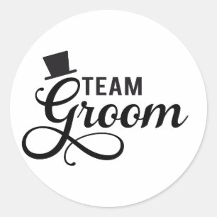 Adesivo Redondo Team Groom com chapéu, design de texto para t-shir