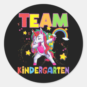 Adesivo Redondo Team Kindergarten Dabbing Unicorn de volta à escol