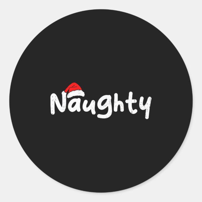 Adesivo Redondo Team Naughty Funny Christmas Couple Matching Team  (Frente)