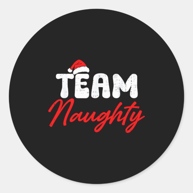Adesivo Redondo Team Naughty Funny Christmas Couple Matching Team  (Frente)