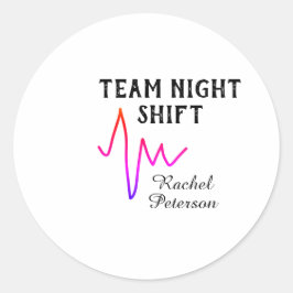 Adesivo Redondo Team night shift nurse doctor medical name heart l