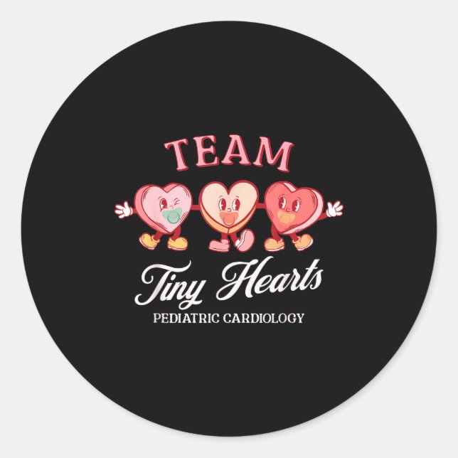 Adesivo Redondo Team Tiny Heart Pediatric Cardiology Candy Heart V (Frente)