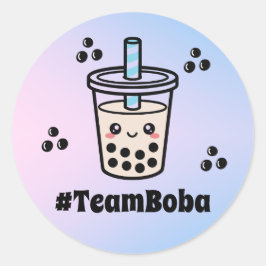 Adesivo Redondo #TeamBoba No Balls Bubble Tea Boba Gender Reveal