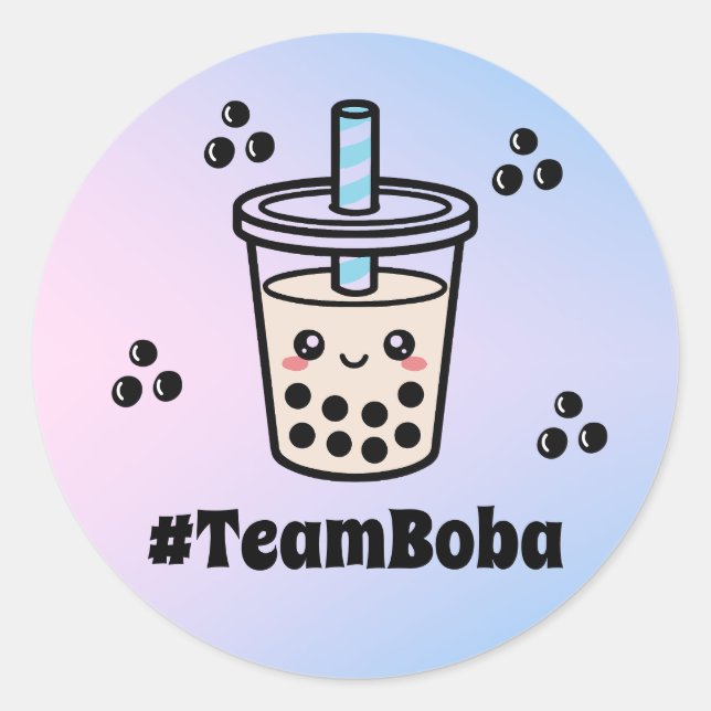 Adesivo Redondo #TeamBoba No Balls Bubble Tea Boba Gender Reveal (Frente)
