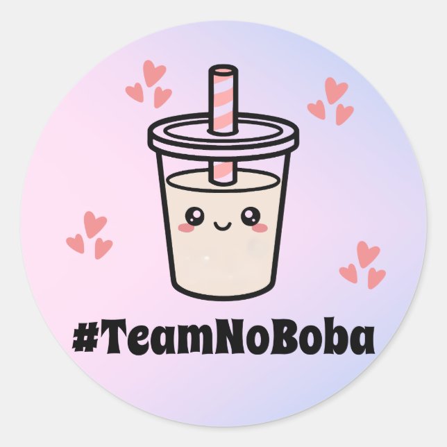 Adesivo Redondo #TeamNoBoba No Balls Bubble Tea Boba Gender Reveal (Frente)