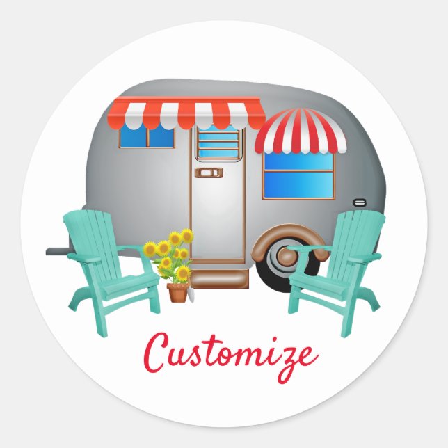 Adesivo Redondo Teardrop Caravan Camper Thunder_Cove (Frente)