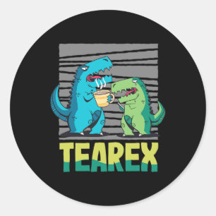 Adesivo Redondo Tearex Tea Drinker Dinosaur Tyrannosaurus TeaRex