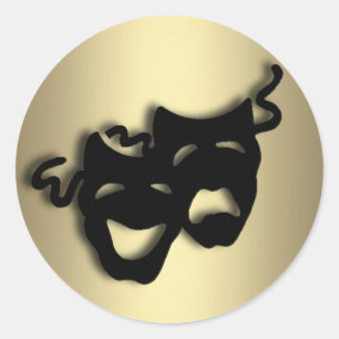 Adesivo Redondo Teatro de Comédia e Tragédia Dourado