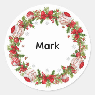 Adesivo Redondo Teatro de Natal Wreath Baseball