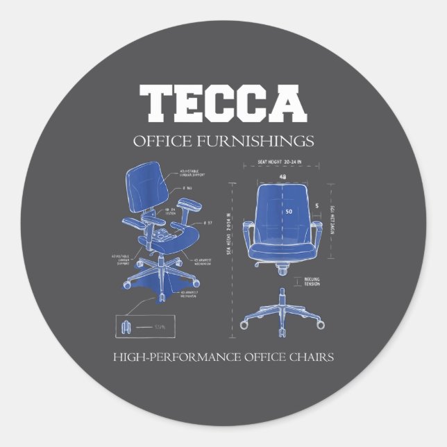 Adesivo Redondo Tecca Office Furnishings - High Performance Chairs (Frente)
