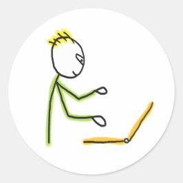 Adesivo Redondo Tech Guy Stickman