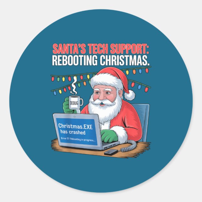 Adesivo Redondo Tech Santa Rebooting s Support Smile (Frente)
