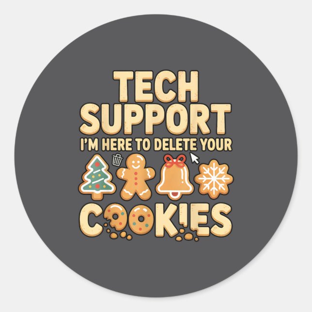 Adesivo Redondo Tech Suprt I'm Here To Delete Your Cookies Christm (Frente)