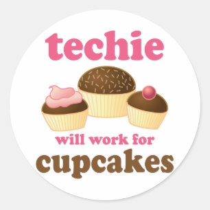 Adesivo Redondo Techie Cupcake Bonito