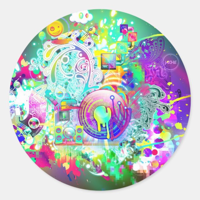 Adesivo Redondo Techno (Frente)