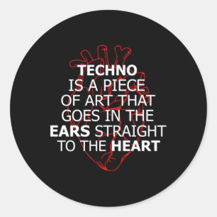 Adesivo Redondo Techno Music DJ Rave Electro Festival Idea Present