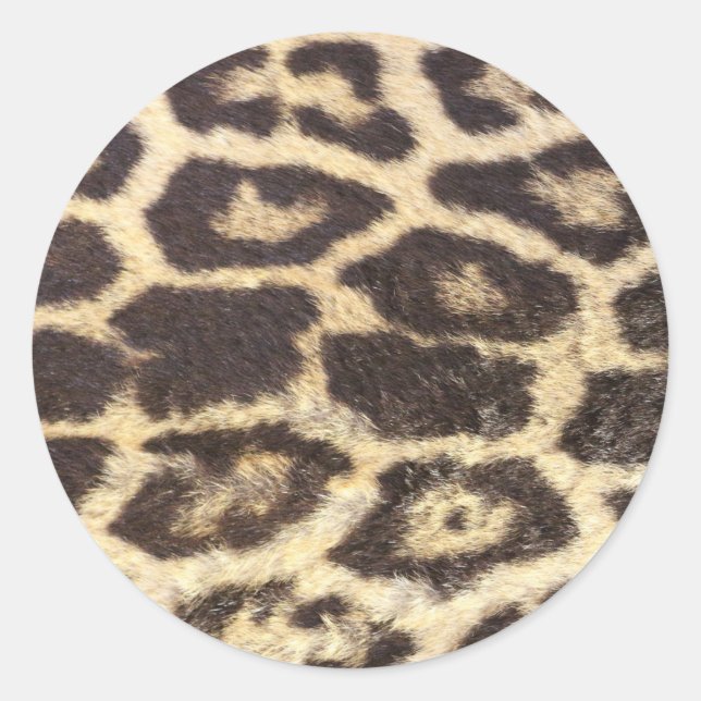 Adesivo Redondo Tecido de Manchas de Pelo de Leopardo (Frente)