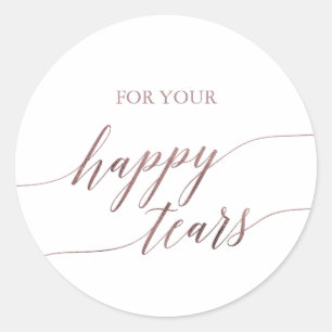 Adesivo Redondo Tecido feliz dos rasgos da caligrafia Dourado