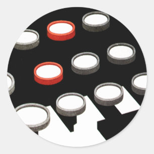 Adesivo Redondo Teclado de Máquina de Digitalização Vintage Busine
