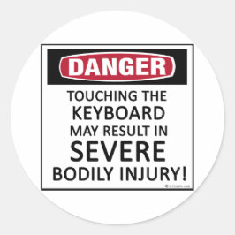 Adesivo Redondo Teclado de perigo