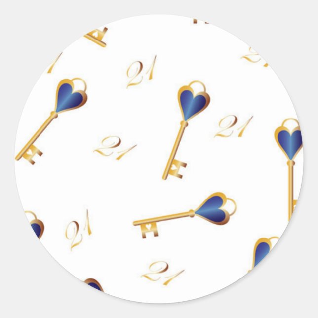 Adesivo Redondo teclas aniversário de 21 anos (Frente)