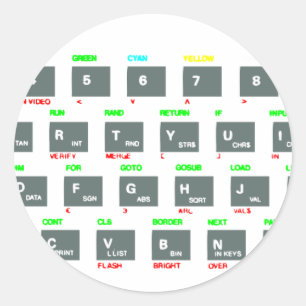 Adesivo Redondo Teclas do teclado do espectro ZX Sinclair