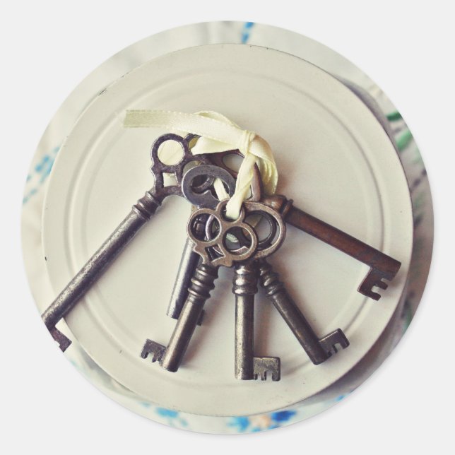 Adesivo Redondo teclas vintage (Frente)