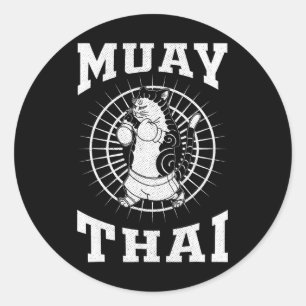 Adesivo Redondo Técnica de lutador de Muay Thai na Tailândia com p