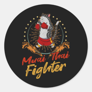 Adesivo Redondo Técnica de lutador de Muay Thai na Tailândia com p