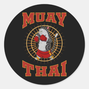 Adesivo Redondo Técnica de lutador de Muay Thai Tailândia Punho An