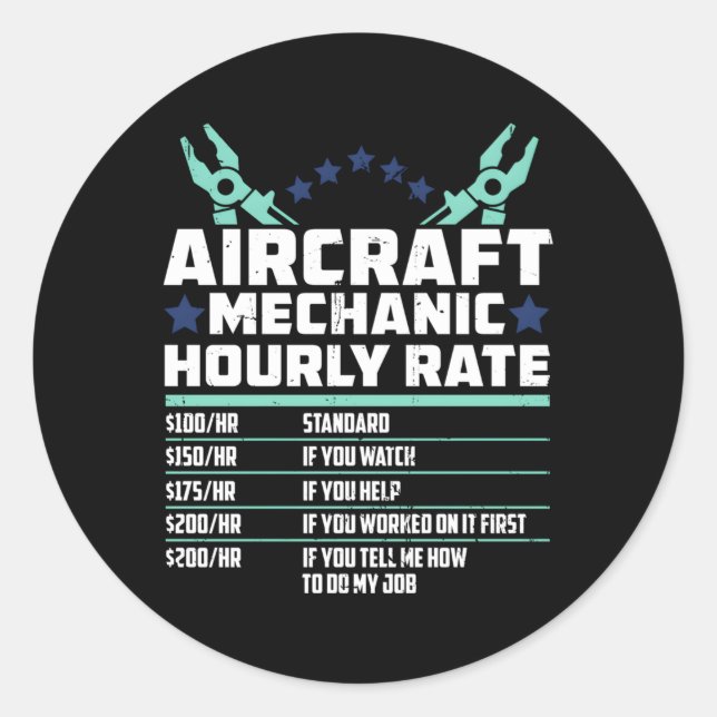 Adesivo Redondo Técnico de avião mecânico de Engenheiro (Frente)